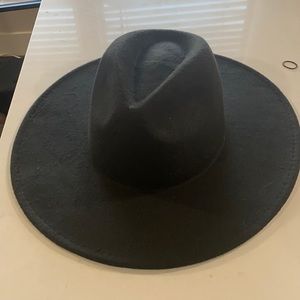 Black felt wide brim hat.